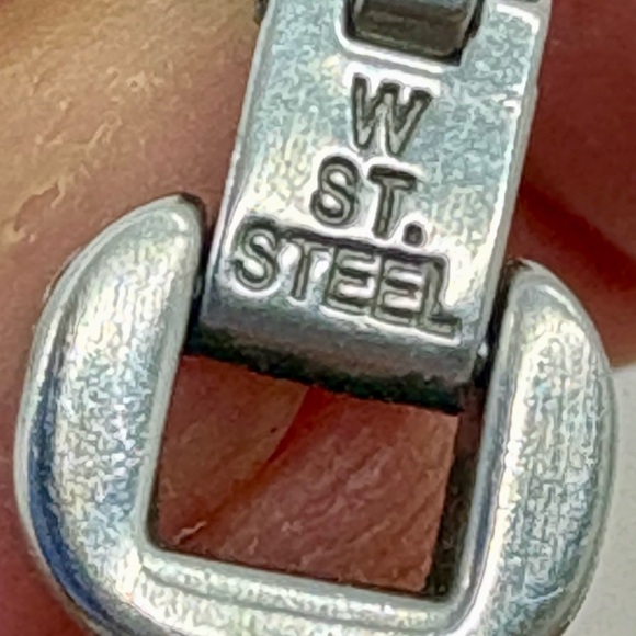 SWATCH BRACELET Stainless Steel Stamped and Enamel Geometric, 7” Lenght, Vintage - Picture 6 of 7